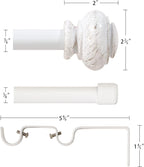 H.VERSAILTEX Elegant Window Treatment Telescoping Double Curtain Rod Set with Classic Cap, 3/4-Inch Diameter, Adjusts from 66 to 120 Inches, White