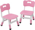 2 Pack Adjustable Kids Chair, 3 Height Levels Plastic Toddler Chair with Non-Slip Feet, 220lbs Load Capacity, Indoor Outdoor Home Kindergarten Chair for 3-8 Years Old-Pink