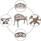 38.5" Cast Aluminum Outdoor Courtyard Decoration Park Leisure Rose Chair