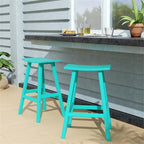 Costaelm All-Weather Bar Stools Set of 2, 29" Height Outdoor Bar Stools, Adirondack Poly Patio Bar Stool for Patio, Deck, Kitchen Counter and Garden, Turquoise