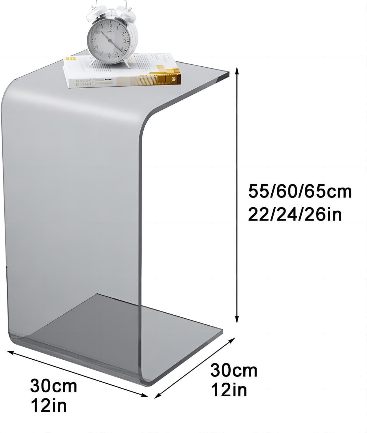 Acrylic C Table, Multipurpose Clear Side Table Laptop End Table，Small Coffee Table，Bedside Table for Bedroom,Living Room and Patio(Sky Blue,30 * 30 * 55)