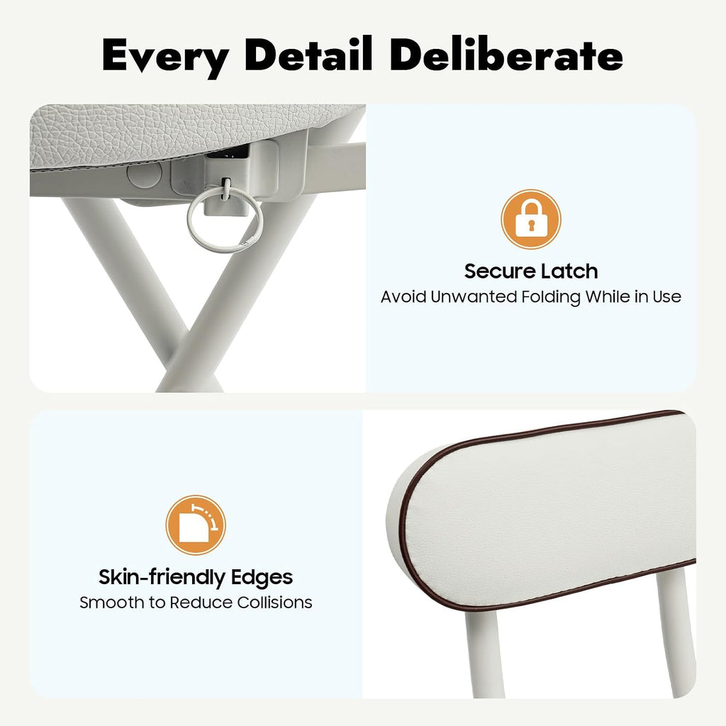 YIYIBYUS 2 Pcs Folding Bar Stools with Back, 25.6 Inch Height Portable High Chair, Foldable Stool Chair for Outdoor Indoor Kitchen Shop Cafe (White)