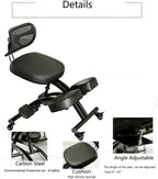 Ergonomic Kneeling Chair with Adjustable Back Support & Wheels, Posture Correction Desk Chair for Home Office to Relieve Back Pain