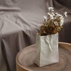 WENSHUO Crinkle Paper Bag Ceramic Vase, Modern Aesthetic Flower Vase for Home Decor, Unique Matte Ceramic Paperbag Vase for Flower Arrangement, Bookshelf Desk Decorative Ornament, Quirky Gift