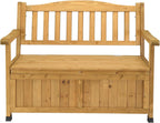 44Inch Fir Wood Yard Storage Bench with Backrest & Armrest, Outdoor Patio Seat Box, Outdoor Storage Bench Fir Wood Yard Box Patio Seating Garden Furniture, Garden Seating | Yard Storage Benchs