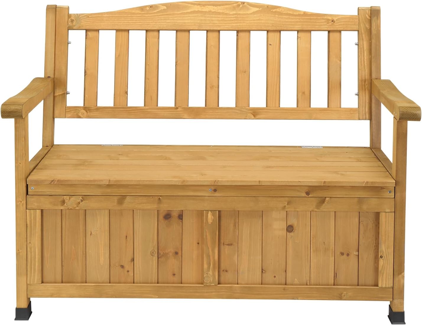 44Inch Fir Wood Yard Storage Bench with Backrest & Armrest, Outdoor Patio Seat Box, Outdoor Storage Bench Fir Wood Yard Box Patio Seating Garden Furniture, Garden Seating | Yard Storage Benchs