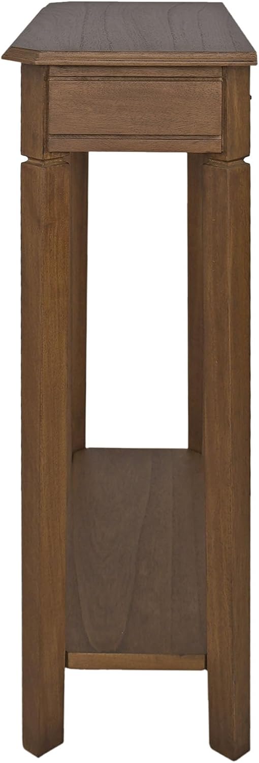 East at Main Solid Wood Console Table – 23.75” Wide Narrow Brown Entryway Table with Storage & Shelf – Rustic French Country Accent Table for Hallways, Foyers, Living Rooms and Small Spaces