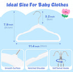 HOUSE DAY 11.4 Inch Baby Hangers 50 Pack - Plastic Kids Hangers Space Saving Thin Profile, Children Closet Organizers with Rotatable Hook of 360°, Heavy Duty for Toddler Clothes Nursery - White