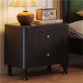 Vintage Bedside Table - Solid Wood Nightstand with Double Drawers, Practical Side Cabinet for Home Decor