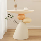 Resin Small Coffee Tables for Living Room Accent End Table Nightstand Bedside Table Snack Tray for Home Lightweight(Beige)