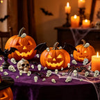 Vellibring 150 PCS Halloween Mini Skull Heads Decoration, Plastic Miniature Decorative Skulls Halloween DIY Resin Skeleton Head Figurines for Halloween Vase Filler Trick Party Table Decor