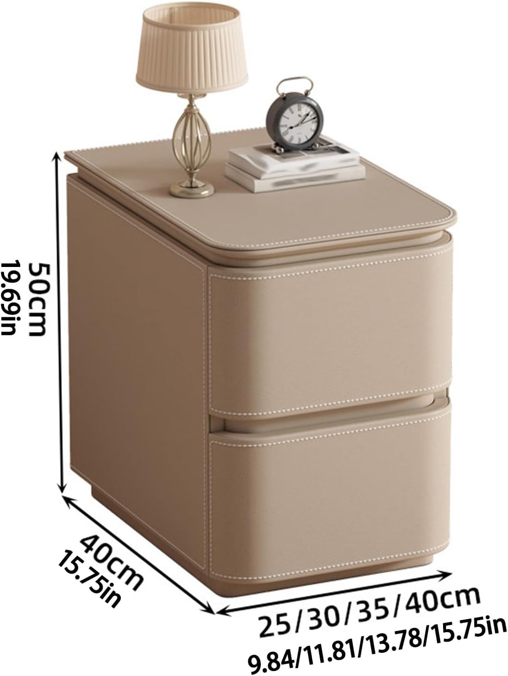 Small Nightstand Leather Finish, Narrow Modern Bedside Table, Night Stand end Sofa Side Table, Solid Wood Bedside Desk Bedside Furniture for Bedroom(Gray,25x40x50cm)
