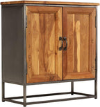 Brown and Grey Recycled Teak and Steel Medium Sideboard with Two Spacious Compartments for Living Room and Dining Room Storage
