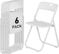 White Plastic Folding Chairs 6 Pack, Lightweight Foldable Chair with 350lbs Capacity, Metal Frame Easy to Fold & Store, Commercial Chairs for Parties Office Wedding Dinning Events