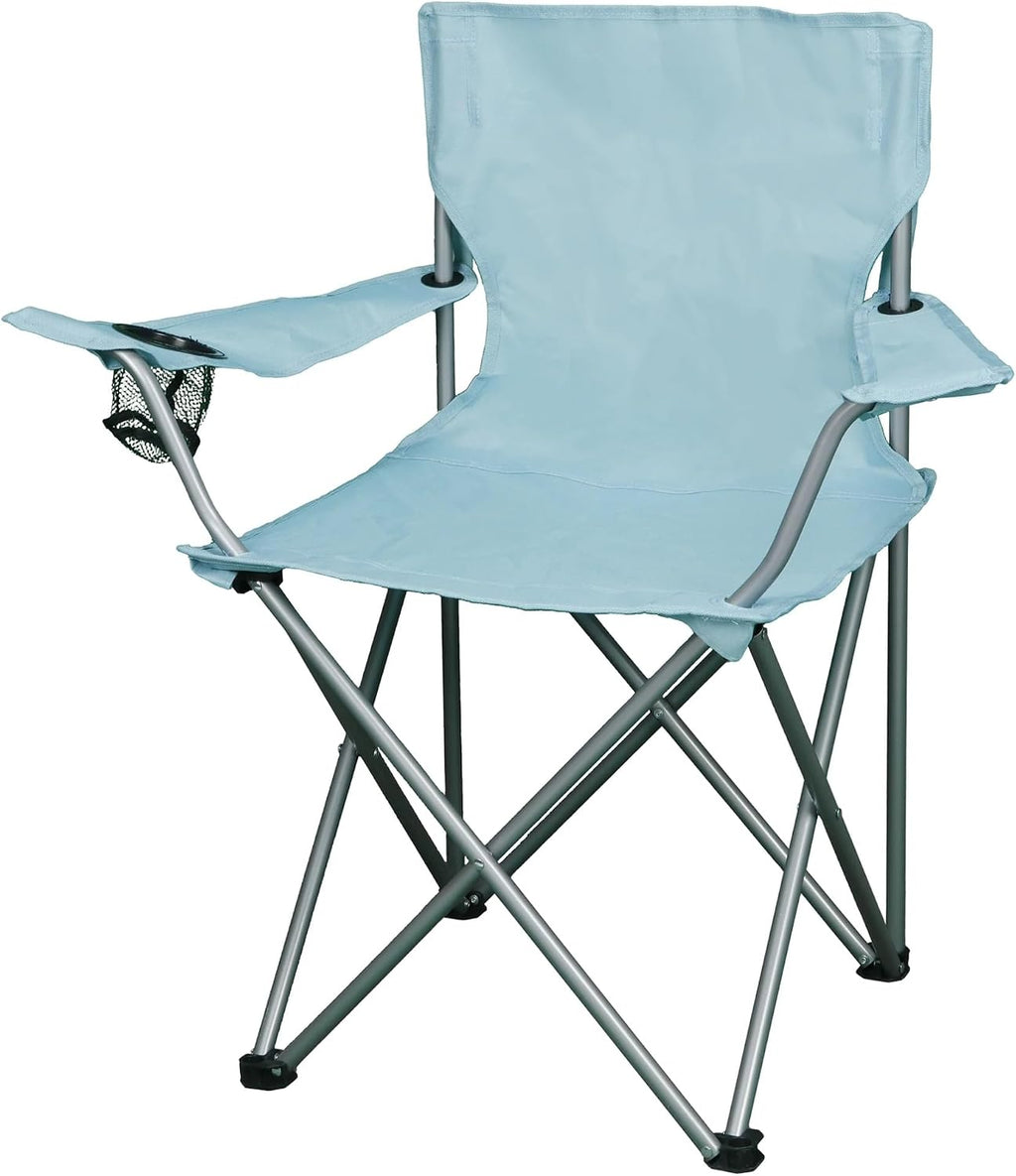 Four-Fold Camping Chair with Cup Holder, Vintage Blue