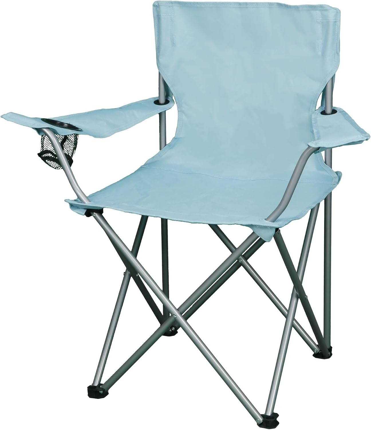 Four-Fold Camping Chair with Cup Holder, Vintage Blue