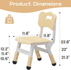 GAOMON Kids Chair Set of 2, 3 Level Height Adjustable Kid Chair, Plastic Toddler Chairs for Children Boys Girls Age 2-6, Suitable for Home Family Classroom Nursery Indoor Use, Beige