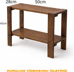 Solid Wood 2-Tier Side Table - Scandinavian Style Decorative Shelf End Table/Nightstand for Living Room, Brown