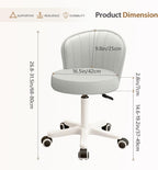 Small Round Rolling Desk Chair Armless Comfy Vanity Computer Chair Height Adjustable Swivel Work Spa Chair