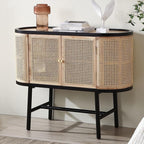 Entryway Cabinet Wooden Simple Dining Sideboard Home Kitchen Rattan Storage Cabinet Living Room Porch Tea Cabinet Sideboard Storage Cabinet