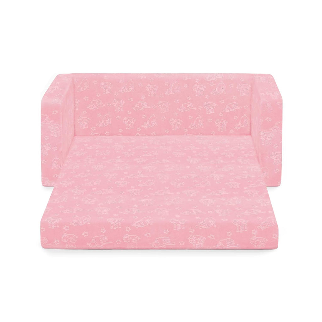 Serta Perfect Sleeper Personalized Extra Wide Convertible Sofa to Lounger, Comfy 2-in-1 Flip Open Couch/Sleeper for Kids, Pink