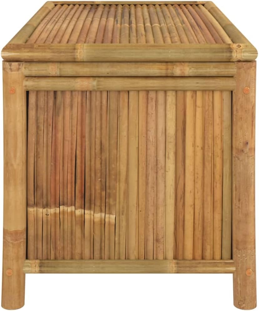 Bamboo Patio Storage Box 35.4x20.5x21.7 Inch Outdoor Storage Bench for Garden Cushions, Toys, and Tools with Ventilated Slats