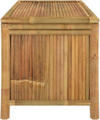 Bamboo Patio Storage Box 35.4x20.5x21.7 Inch Outdoor Storage Bench for Cushions, Toys, and Gardening Tools, Ventilated Slatted Design for Indoor and Outdoor Use