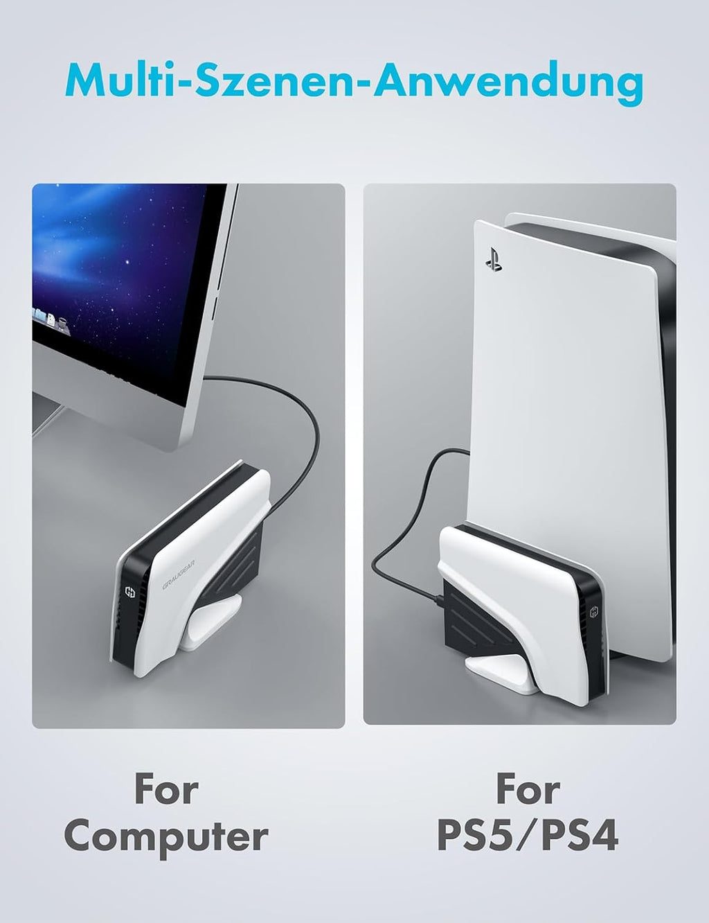 GRAUGEAR 4TB External Hard Drive for PS5, USB Type-C, Type-A, 3.5" 4TB HDD with Power Supply, Formatted for PS4 and PS5