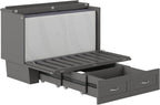 AFI, Monroe Full Murphy Bed Chest with 6" Mattress, Storage Drawer & Built-in USB Charger, Grey