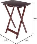 Winsome Darlene Set of 2 Foldable Snack Tables, 26" in Walnut, Easy to Store Portable Fold Up Table Set for Kitchen, Living Room TV Dining, Crafts, Puzzles, Work From Home