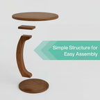 Tribesigns C Shaped End Table, Round Wood Side Table, Mid-Century Modern Style, Heavy Base, for Living Room, Bedroom, Small Space, Brown