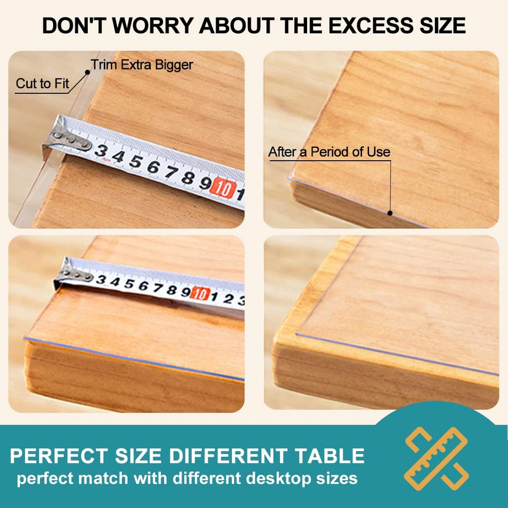 14x24 inch Clear Table Protector Plastic PVC Desk Protector Tablecloth Cover Office Desk Pad Mat Wood Furniture Glass Dining Tabletop Countertop Protection Waterproof Rectangular with Free Mouse Pad