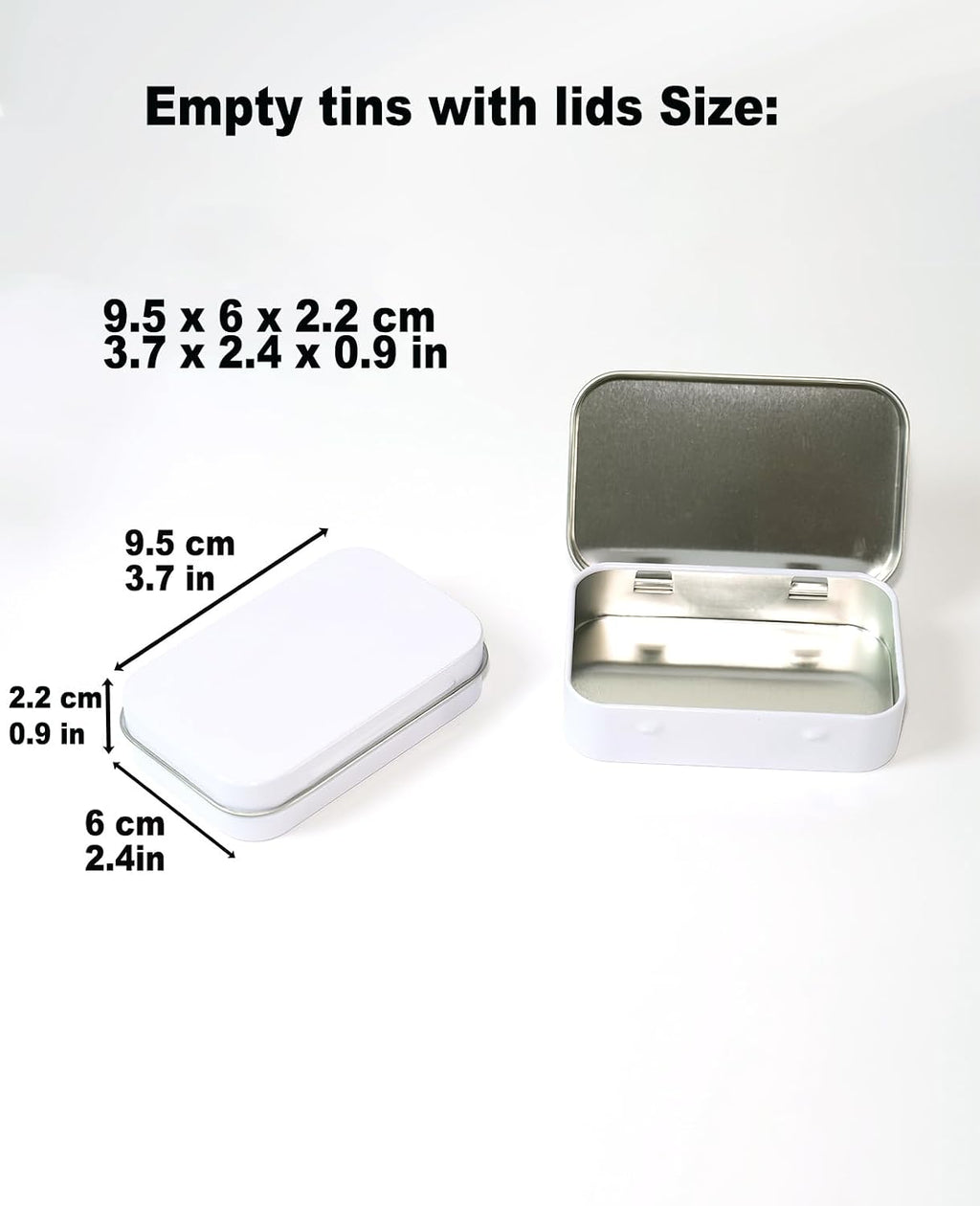 Small Metal Box With Lid-Cookie Tins Metal Tins With Lids Lens Wipes Storage Container Mini Portable Box,Empty Hinged Tin,For Organize Mint Candy Jar,Sewing (White, 6 Pcs 3.7" x 2.4" x 0.9")
