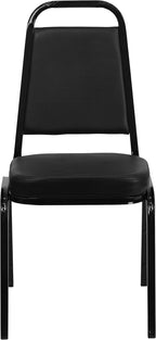 Flash Furniture Hercules Set of 4 Trapezoidal Vinyl Stacking Chairs, Commercial Stackable Chairs with Padded Seats and Backs, Black