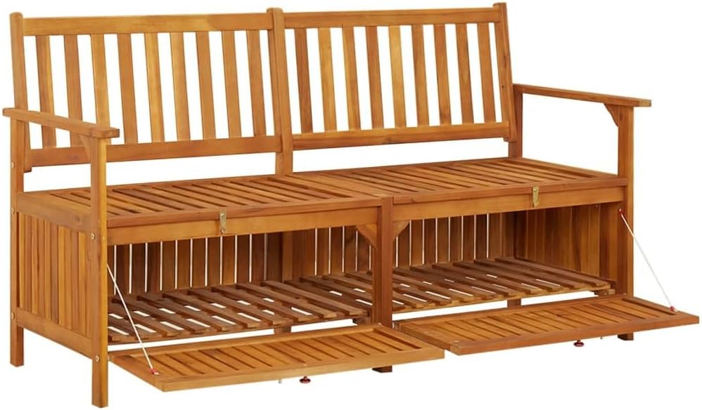 Bench Natural Wood Solid Acacia Wood 58.3 in Bench Rectangular,Rustic Storage Bench Solid Acacia Wood, Spacious Seating & Generous for Gardens, Patios & Entryways Patio Furniture