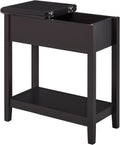 Hinge Cabinet End Table 24x18x30 possessing Bottom Shelf Durable Base Coffee Tone Finish Contemporary Appeal Premium Material