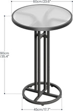 HOOBRO Bar Table, 23.6-Inch Round Pub Table, Frosted Glass Cocktail Table with Sturdy Iron Frame & Adjustable Feet, Modern Small Coffee for Home Bar, Kitchen, Living Room, Outdoor, Black BK96BT01