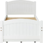 Twin Size Bed w, Trundle Slats White Pine Plywood Youth Bedroom Furniture