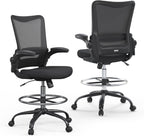 Drafting Chair,Tall Office Chair for Standing Desk,Office Drafting Chair with Footrest Ring,High Office Chair with Tilt Back,Extra Tall Office Chairs with Flip Up Armrest