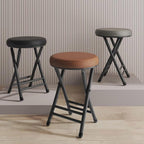 Portable Folding Bar Stool 20in Backless Chair Round Padded Breakfast Barstool for Living Room Bedroom