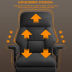 Office Chair with Leg Rest, Leather High Back Executive Office Chair with Wheels, Ergonomic Desk Chairs with Lumbar Support for Home Office, Black