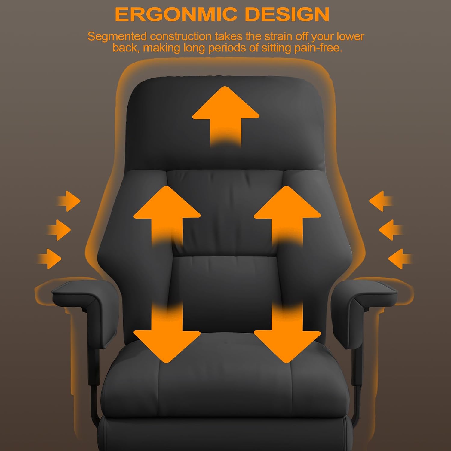 Office Chair with Leg Rest, Leather High Back Executive Office Chair with Wheels, Ergonomic Desk Chairs with Lumbar Support for Home Office, Black