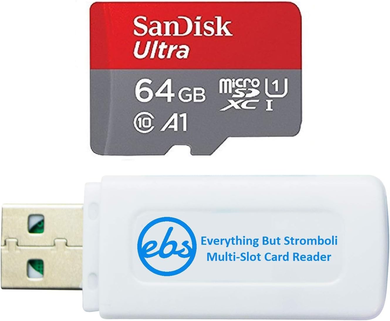SanDisk 64GB Micro SDXC Ultra Memory Card Class 10 Works with Nintendo Switch OLED Model Gaming System (SDSQUA4-064G-GN6MN) Bundle with (1) Everything But Stromboli SD & MicroSD Memory Card Reader