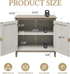 Carved Buffet Cabinet with Floral Pattern & Gold Handle, 31.5" W Distressed Sideboard with 2 Doors & Solid Wood Leg, American Style Accent Cabinet for Living Room, Kitchen, Vintage Color, 1 PC