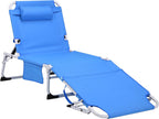 3 in 1 Heavy Duty Tanning Chair with Face Hole, Outside Portable Lay Flat Beach Lounge Chair, 5 Position Folding Chaise Lounge Chairs for Beach, Pool, Lawn, Patio, Blue
