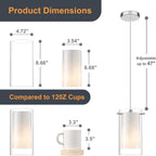 AKEZON Modern Glass Pendant Light 2 Pack, Adjustable Hanging Kitchen Island Lights Pendant Lighting Fixture Dining Room Bathroom Hallway Bar, Brushed Nickel Finish