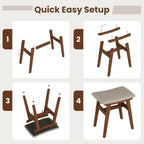 Solid Wood Small Vanity Stool Chair, Makeup Stools for Vanity Desk, Bathroom Vanity Chair, Padded Foot Stool for Living Room, Ottoman Foot Rest for Couch, Small Bench for Entryway, Walnut