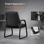 Office Guest Chair Set of 4, Leather Waiting Room Chair with Sled Base and Armrests, Reception Desk Chair No Wheels, Conference Room Chair for Office Lobby Clinic Home