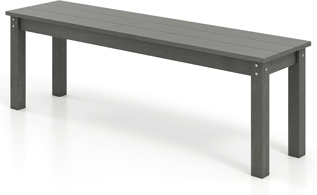 Moccha HDPE Outdoor Bench, 55" Patio Bench with Slatted Seat &750 Lbs Capacity, Weatherproof Outside Seating Furniture, 2-3 People Backless Garden Bench, Loveseat for Entryway, Porch, Lawn & Backyard