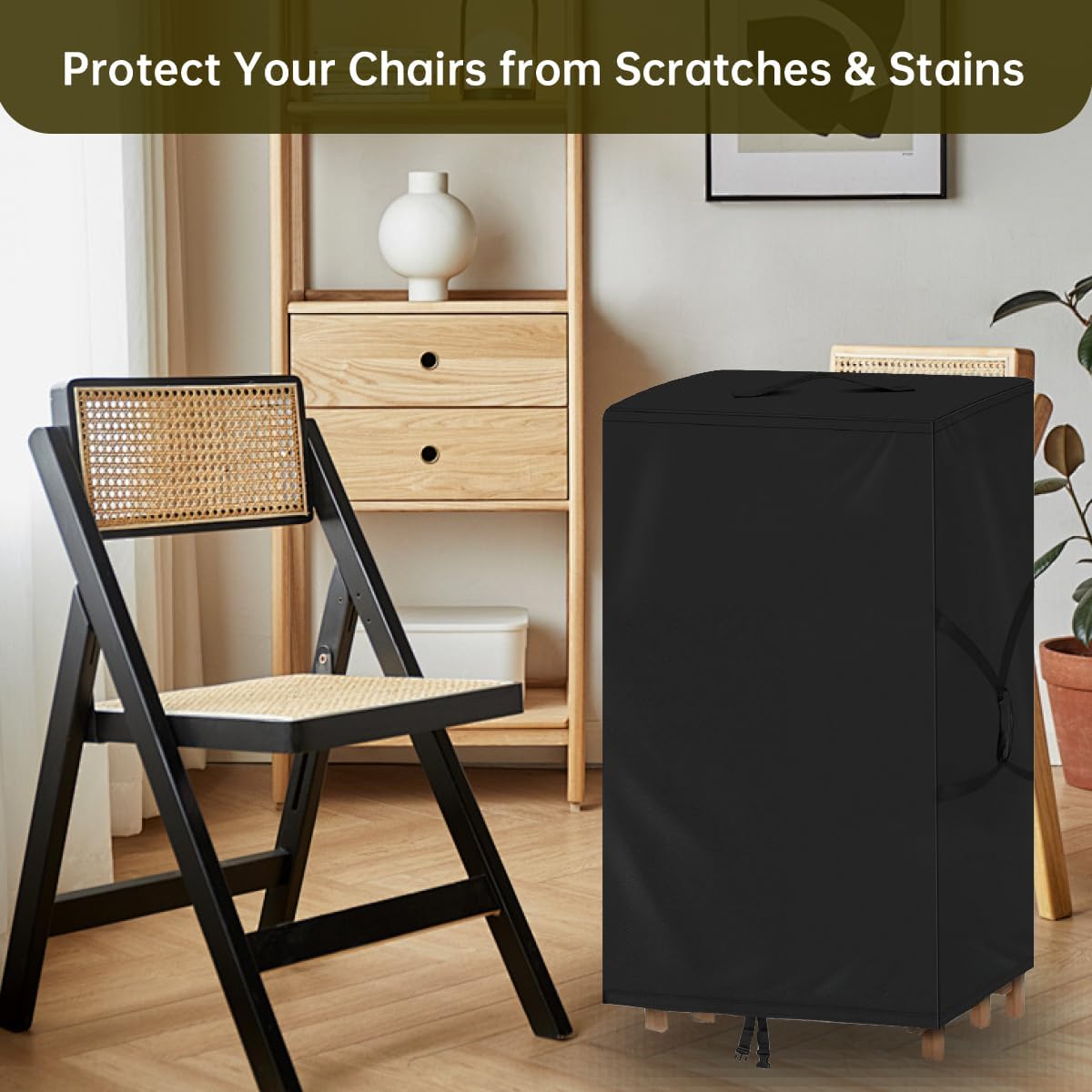 Folding Chair Cover,Water Resistant Folding Chairs Storage Bag with Handles for Metal,Plastic and Wood